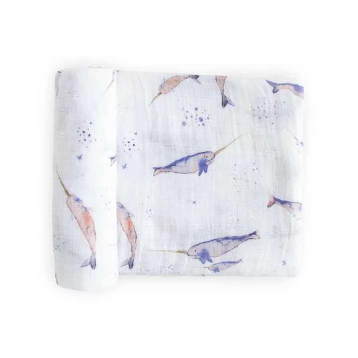 Cotton Muslin Swaddle Blanket - Narwhal