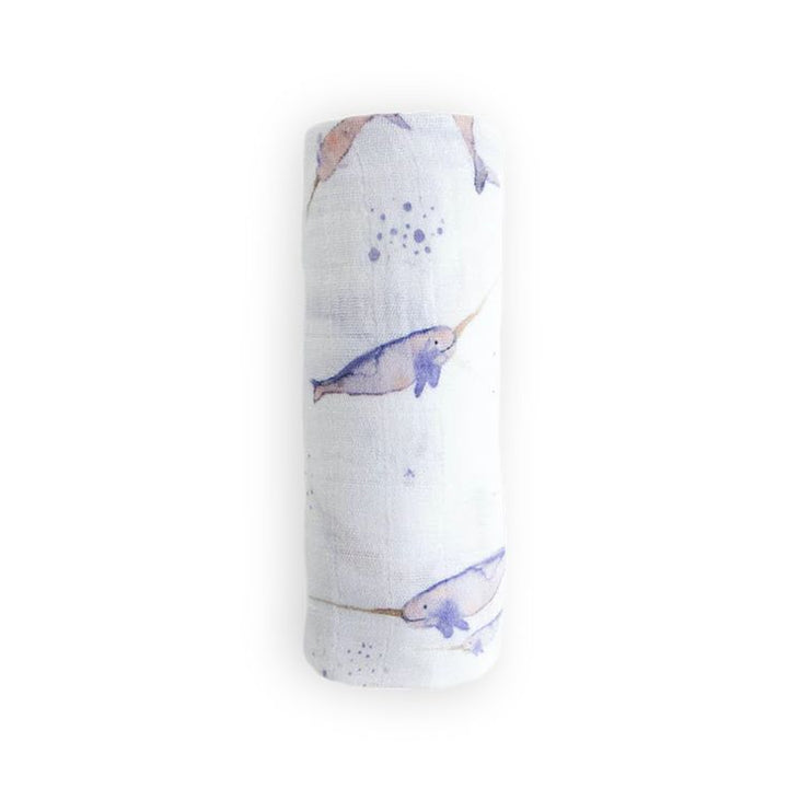 Cotton Muslin Swaddle Blanket - Narwhal