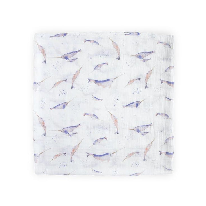 Cotton Muslin Swaddle Blanket - Narwhal