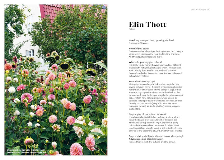 Garden with flowers and a house in the background, featuring text on a white background.