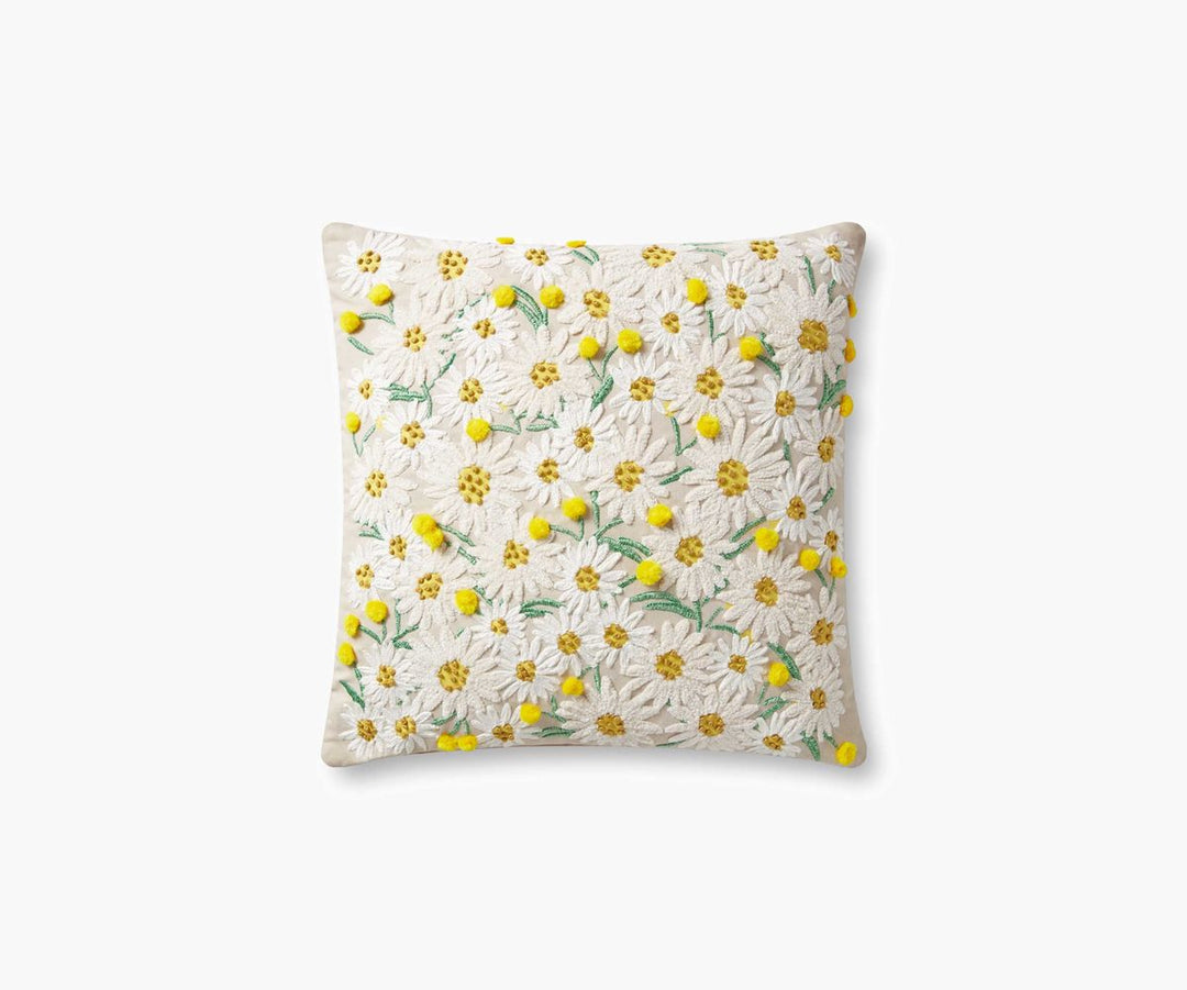 Decorative pillow with floral pattern on a white background
