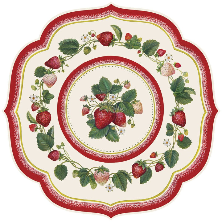 Decorative plate with strawberry design on a white background
