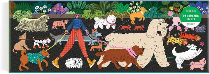 Pandemic-themed puzzle box with illustrations of people and dogs in a park setting.