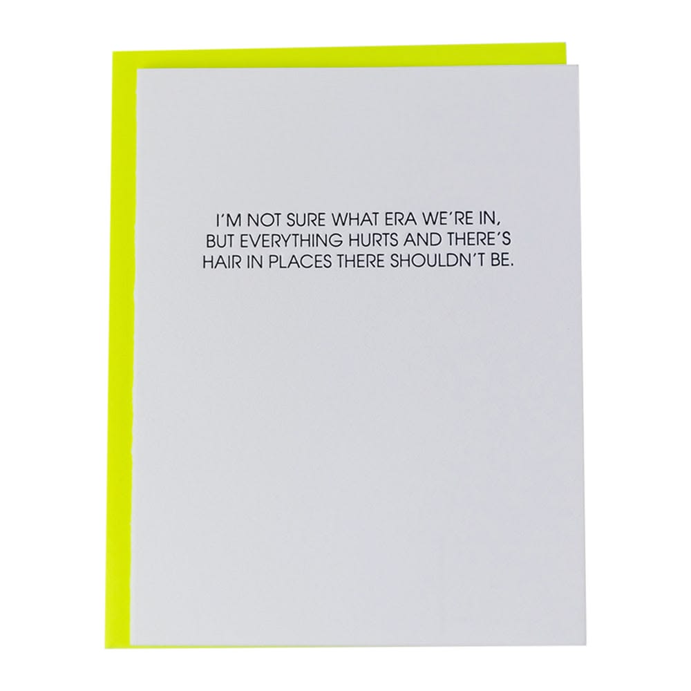 Card with humorous text on a white background