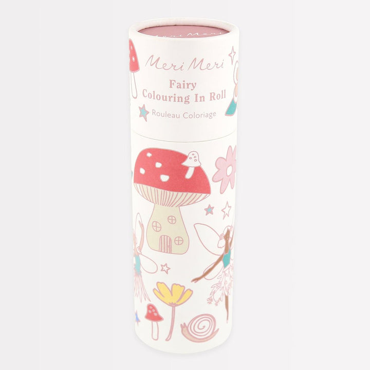 Colouring in roll with fairy design on a white background