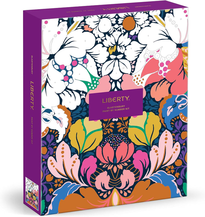 Colorful floral patterned product packaging with 'Liberty' branding on a white background
