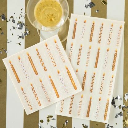 Gold Candles Cocktail Napkin