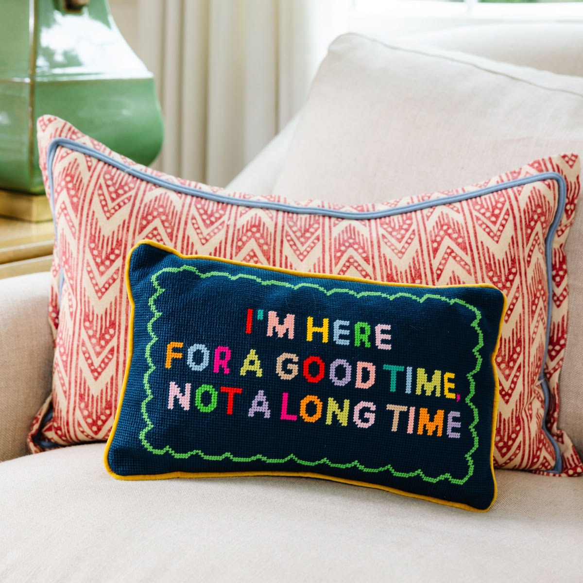 Good Time Needlepoint Pillow - Furbish Studio - Hank & Sylvie's