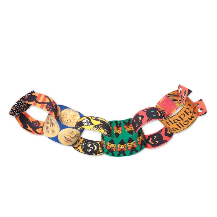 Colorful Halloween-themed chain necklace on a white background