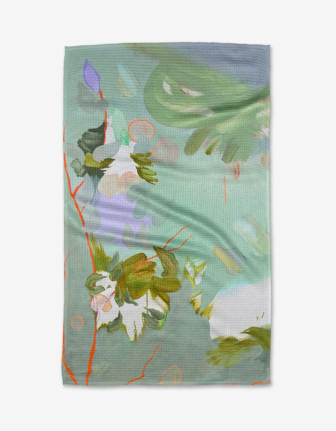 Floral and abstract design on a green background