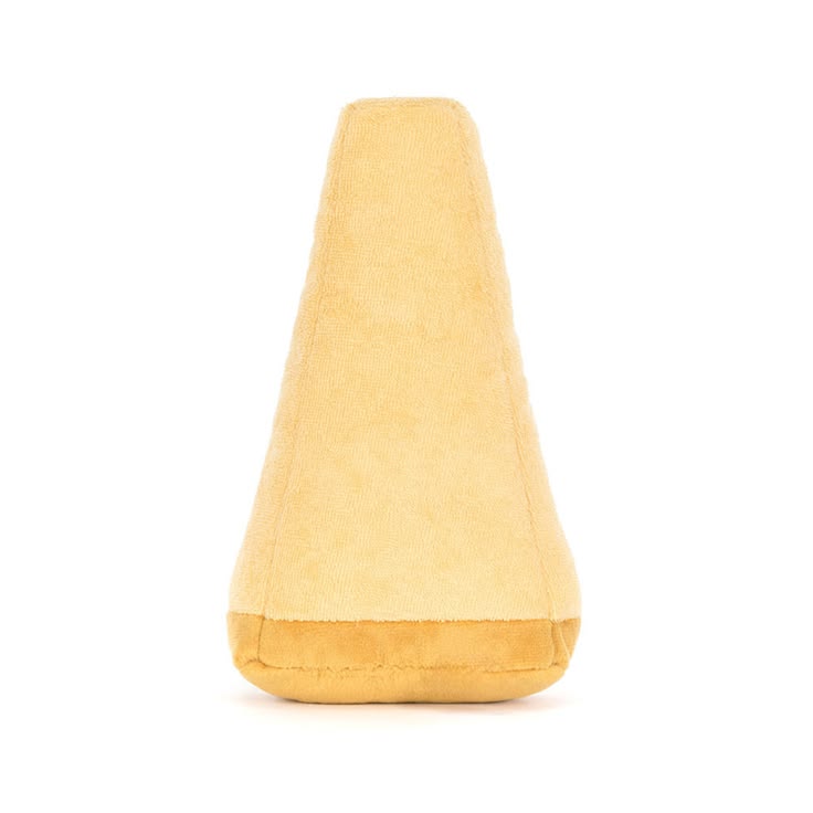 Yellow wedge-shaped pillow on a white background