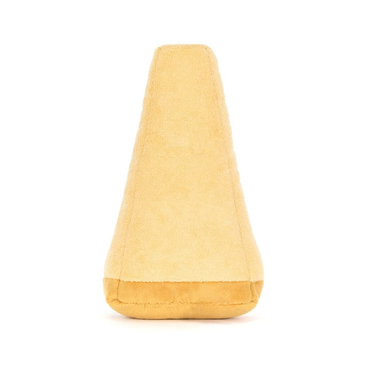 Yellow wedge-shaped pillow on a white background