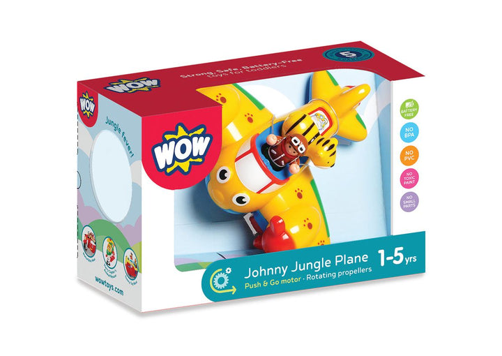 Box of Johnny Jungle Plane toy by WOW with colorful design