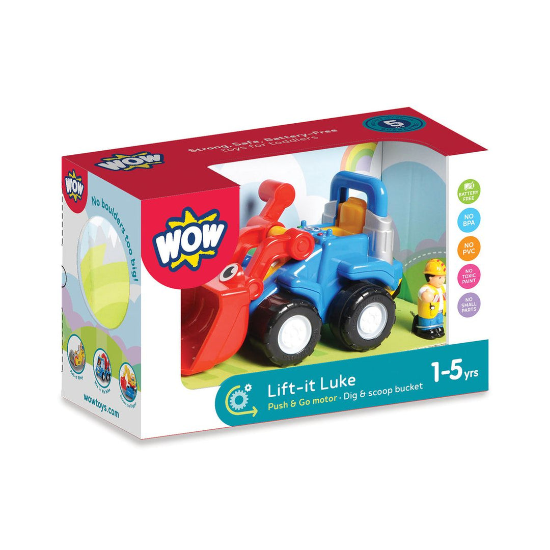 Toy truck packaging with 'Wow' branding on a white background