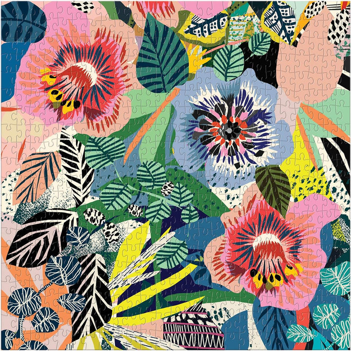 Colorful floral and leaf pattern on a puzzle