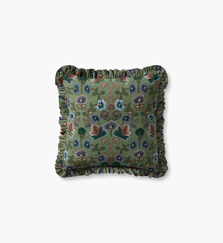 Decorative pillow with floral pattern on a white background