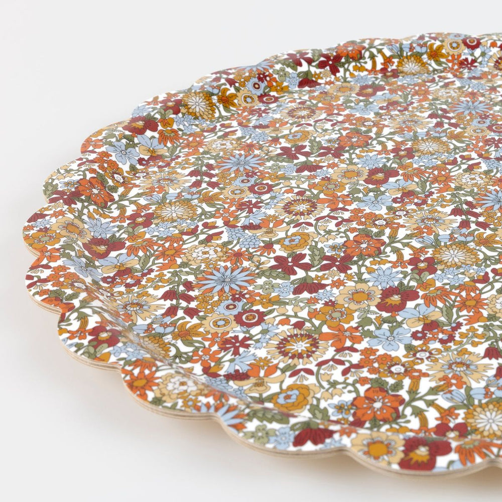 Floral-patterned plate on a white background