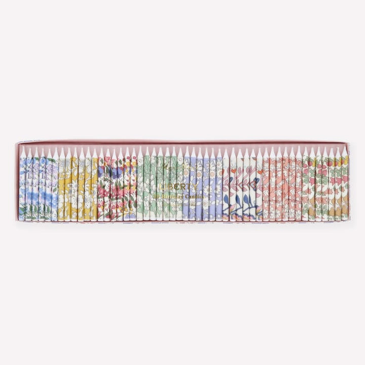 Set of colorful pencils in a decorative case on a white background