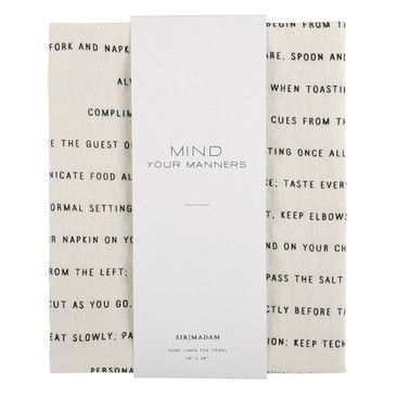 kitchen towels with text on a white background