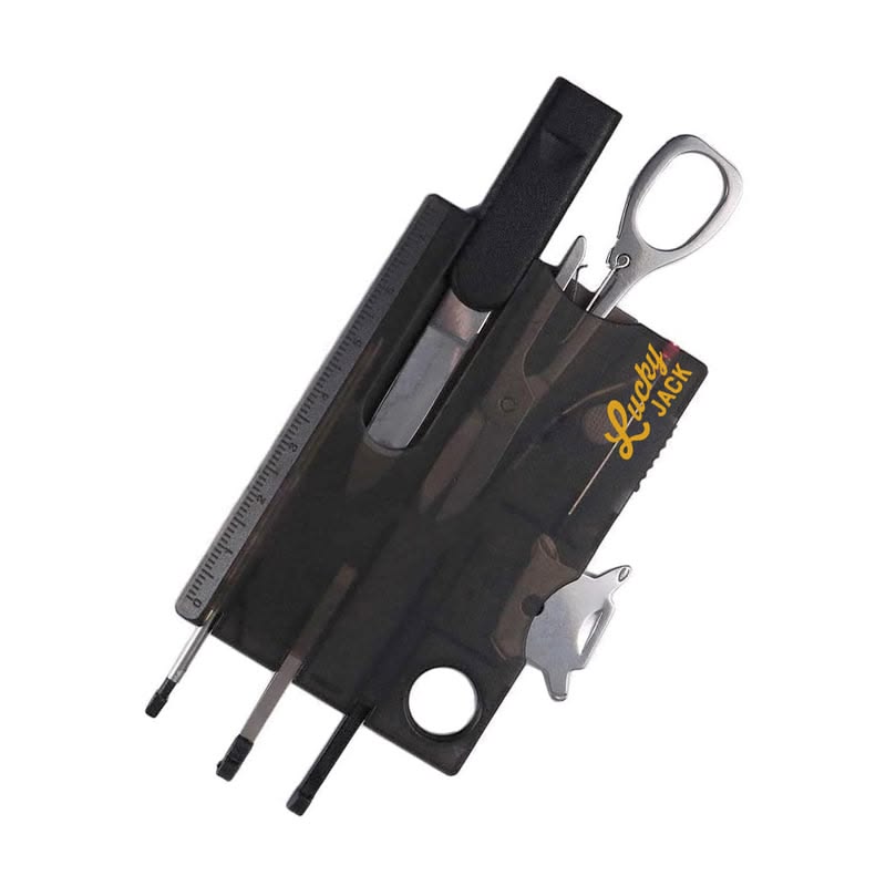Multitool with various tools on a white background