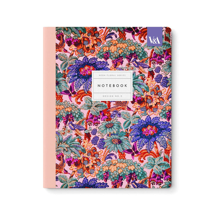 Floral notebook with a colorful design on a white background
