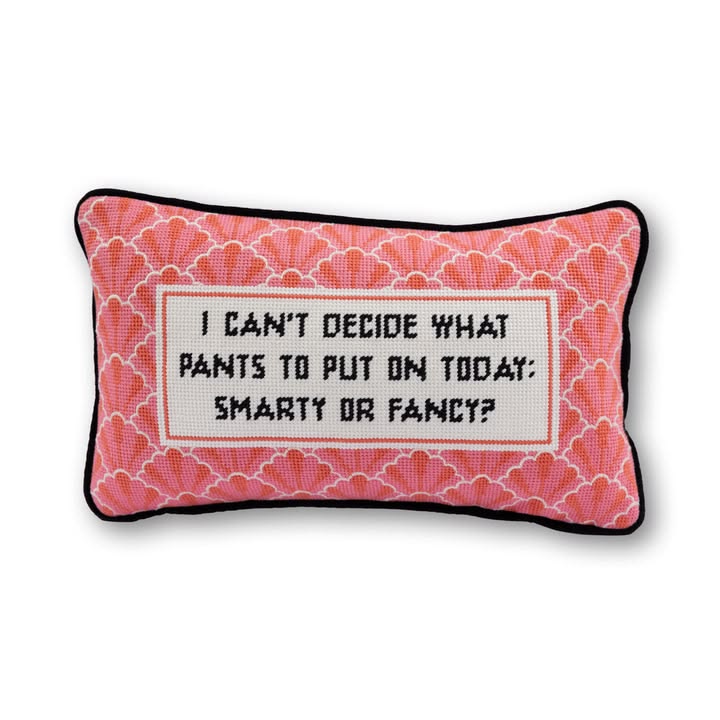 Decorative pillow with text on a white background