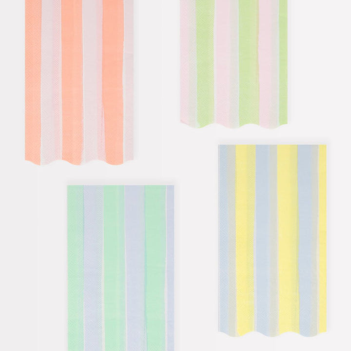 Set of colorful striped paper strips on a white background