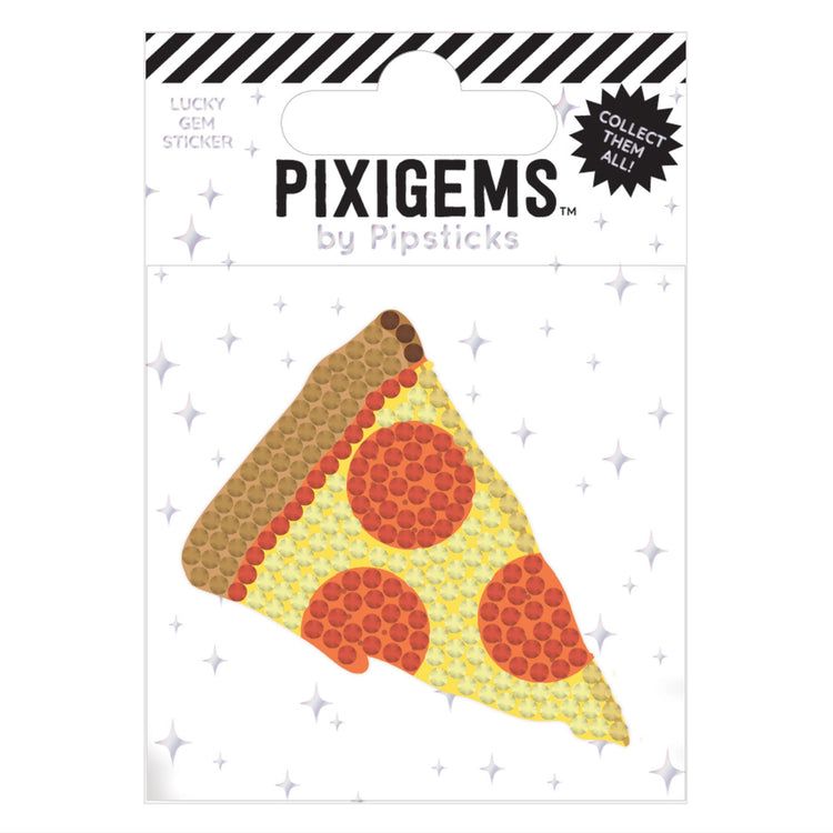 Pixigems by Pipsticks pizza slice gem on a white background with brand name.