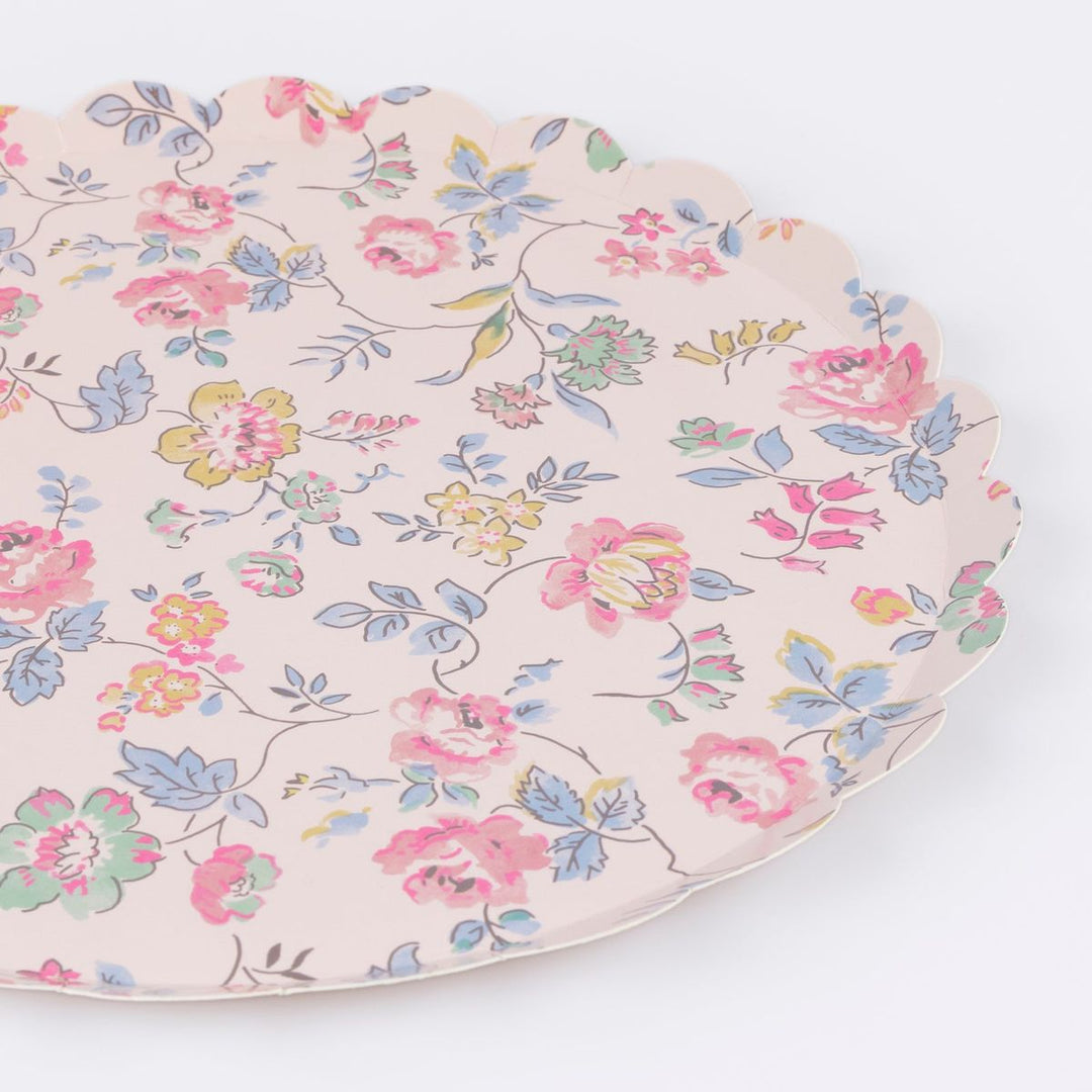 Floral-patterned plate on a white background