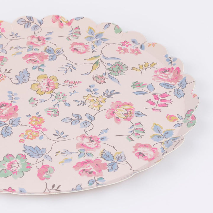 Floral-patterned plate on a white background