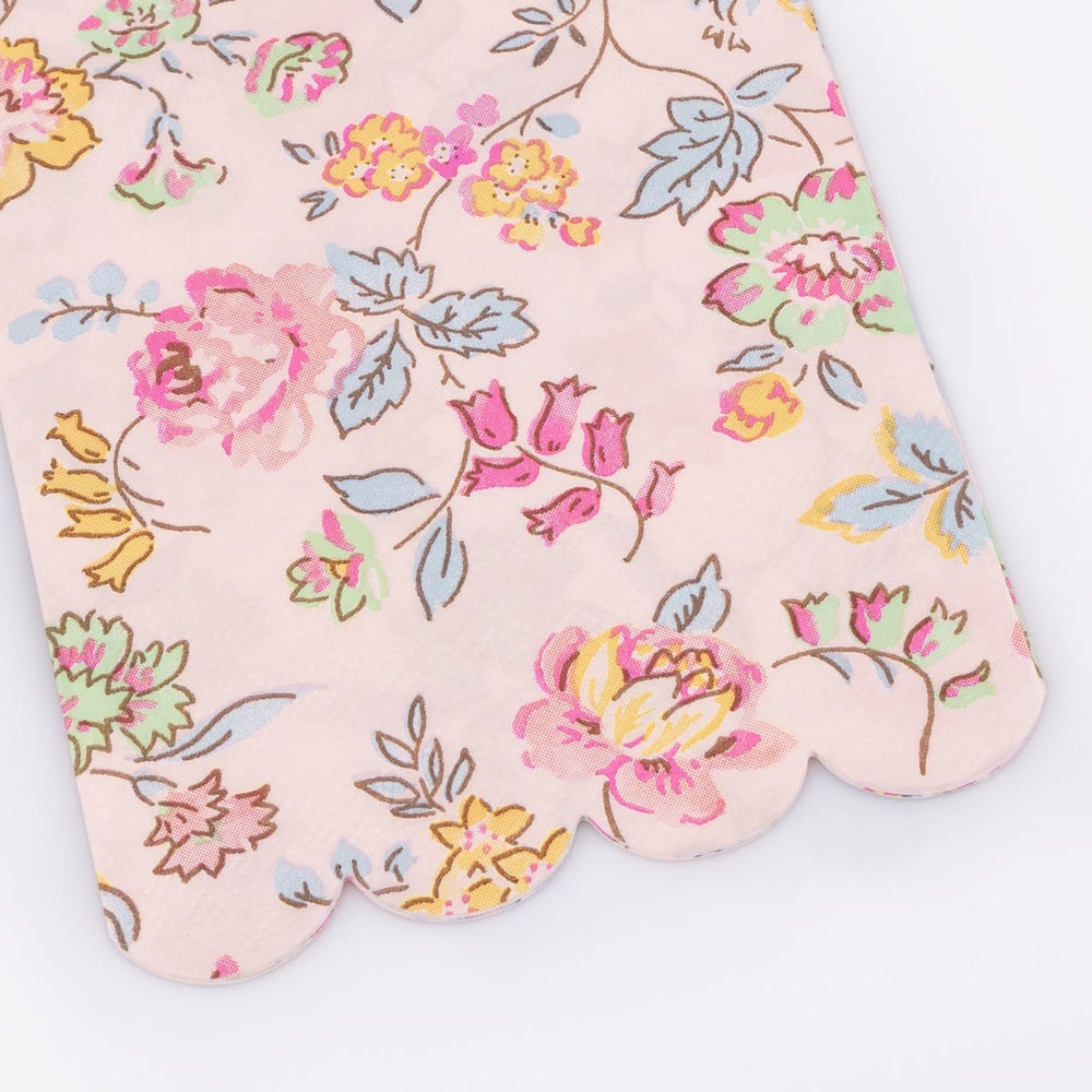 Floral patterned fabric with pink background