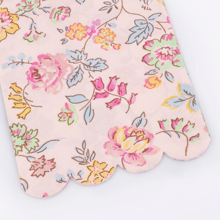 Floral patterned fabric with pink background