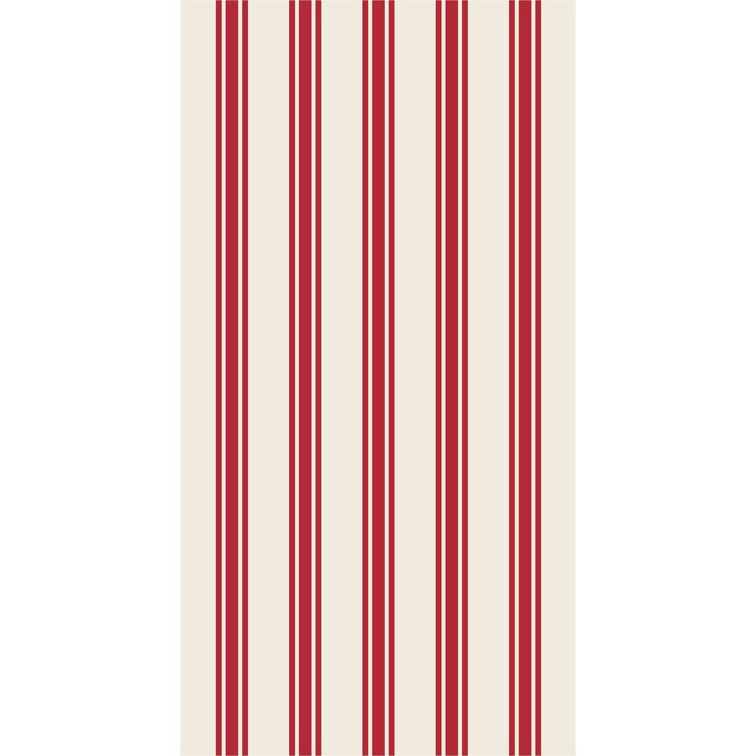 Red and white vertical striped pattern on a white background