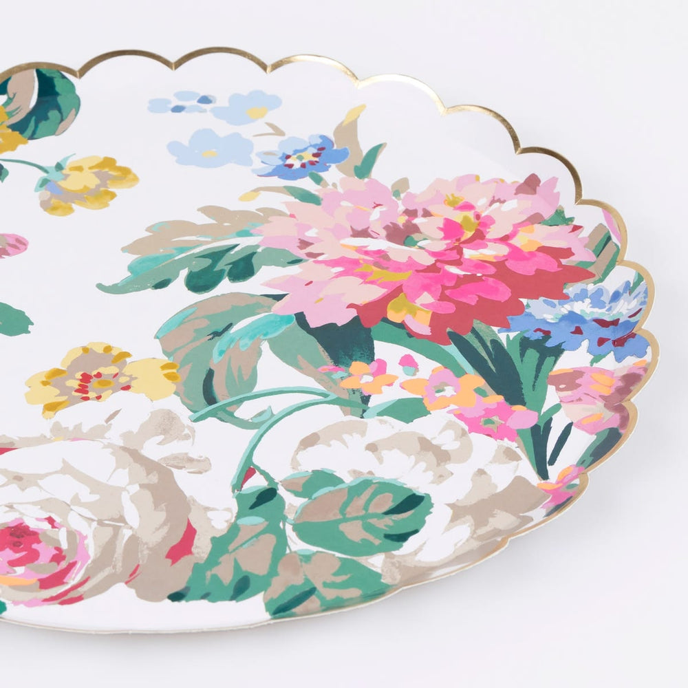 Decorative plate with colorful floral design on a white background