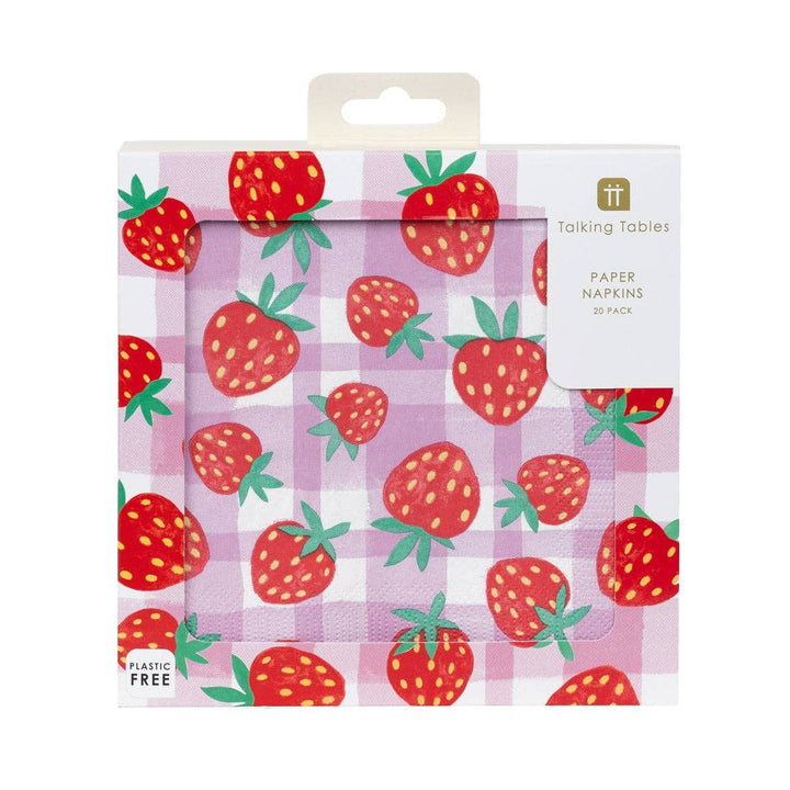 Strawberry Lilac Gingham Napkins - 20 Pack