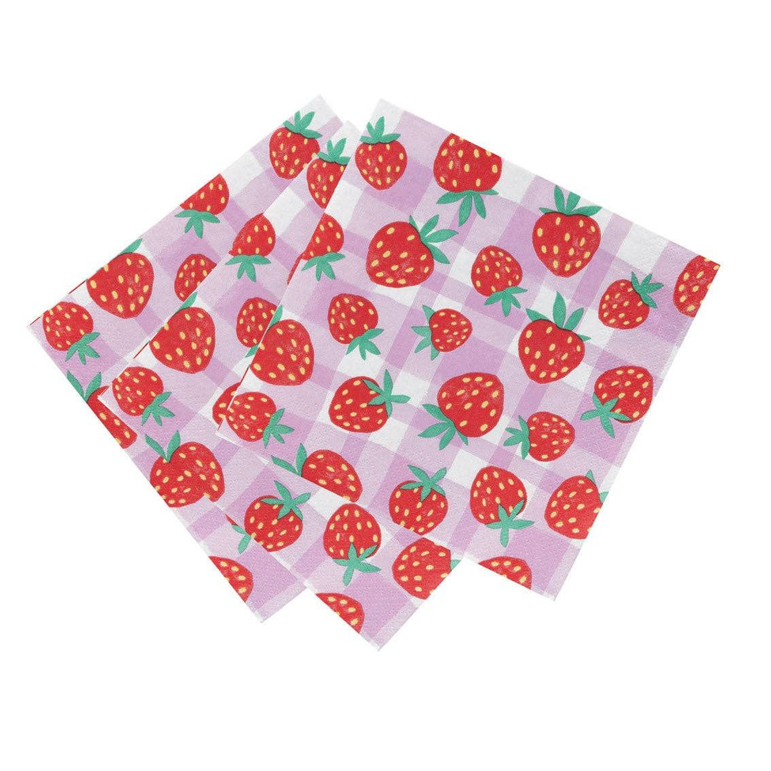 Strawberry Lilac Gingham Napkins - 20 Pack