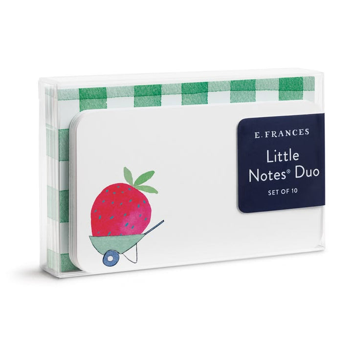 Pack of E. Frances Little Notes Duo with strawberry design on a white background