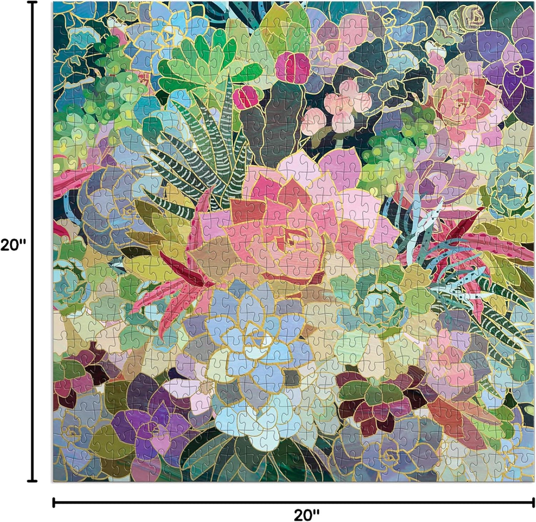 Colorful mosaic of flowers with dimensions indicated