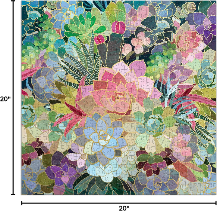 Colorful mosaic of flowers with dimensions indicated