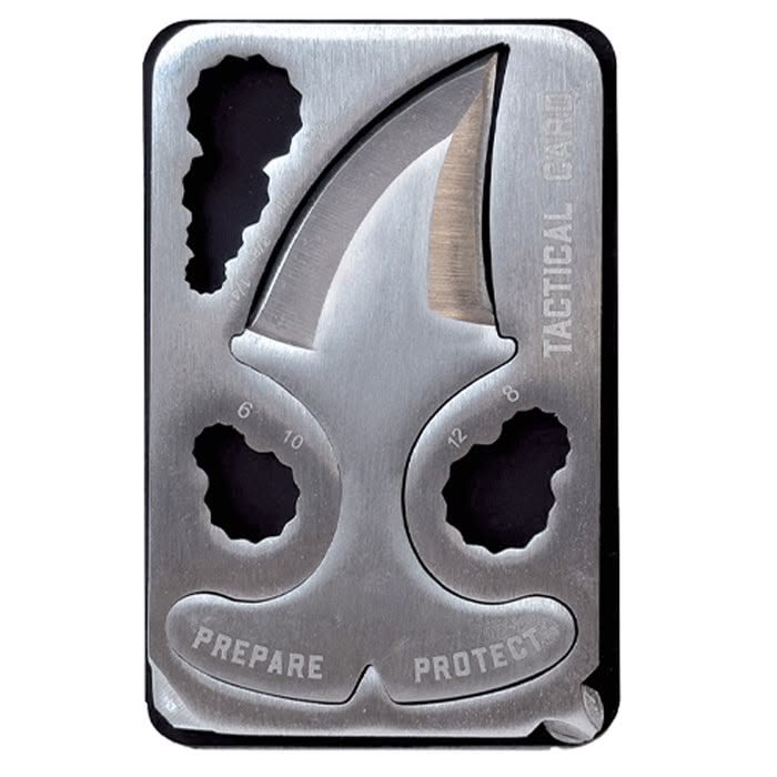 Multitool with knife blade and tool holes on a white background
