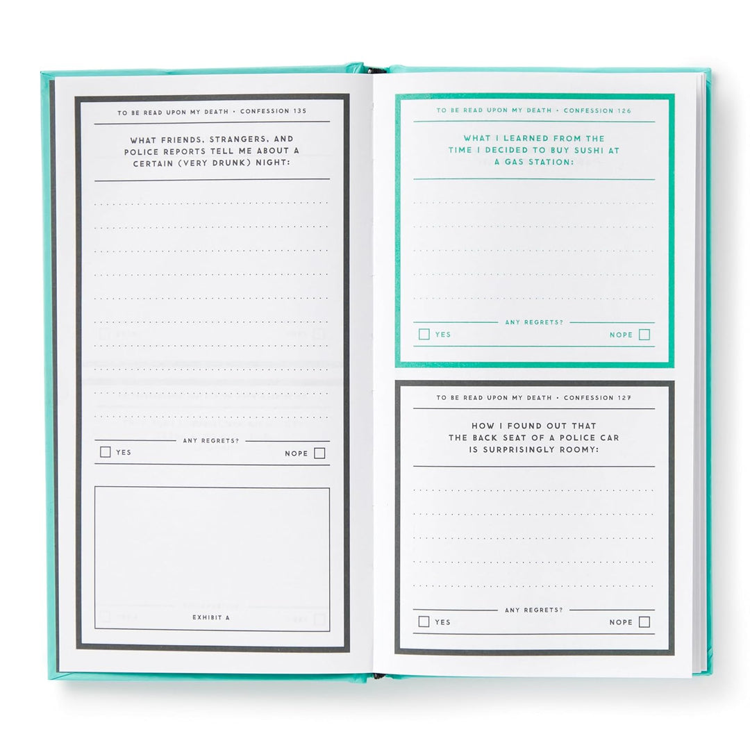 Open book with questionnaire pages on a white background