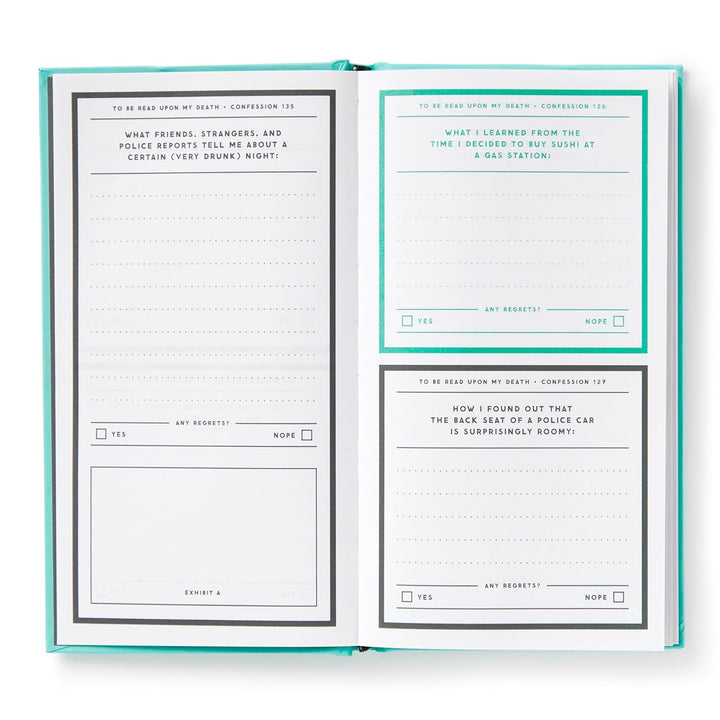 Open book with questionnaire pages on a white background