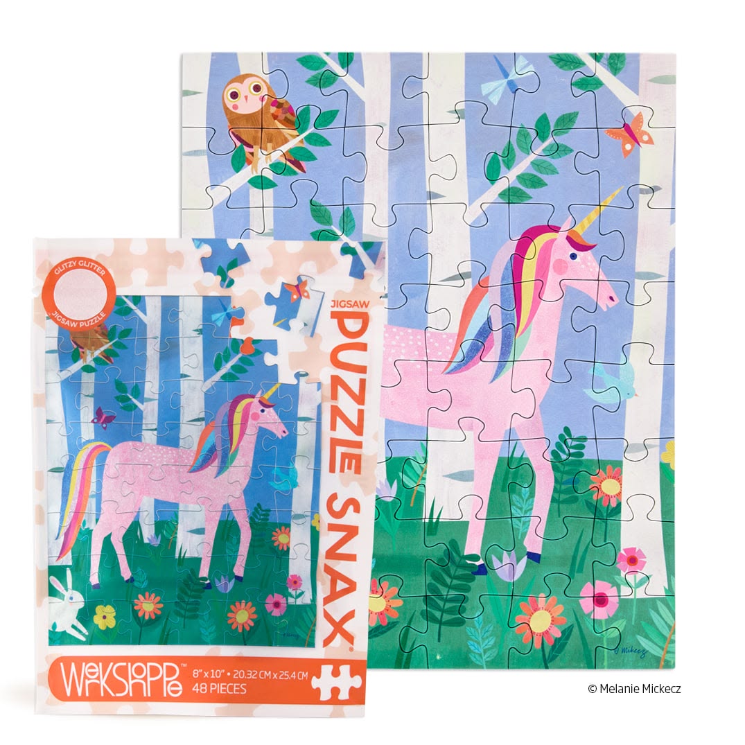 Unicorn puzzle with packaging on a white background