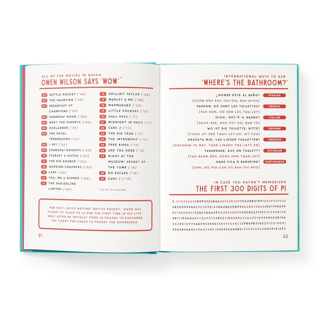 Open book showing pages with text and lists on a white background