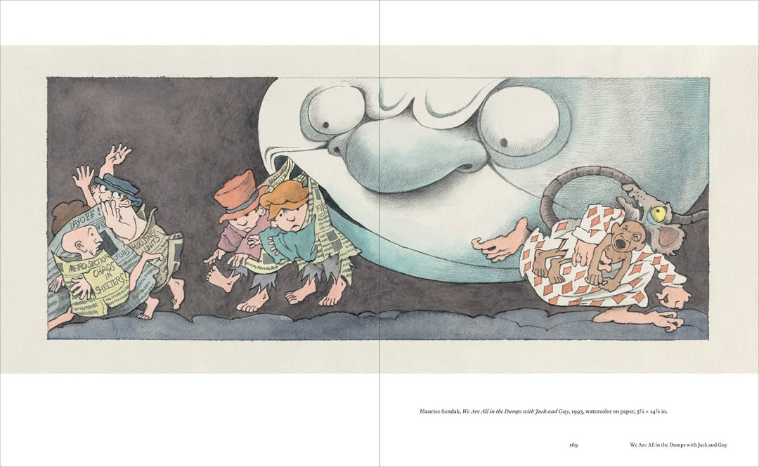 Illustration of a mouse and children looking at a large moon-like object.