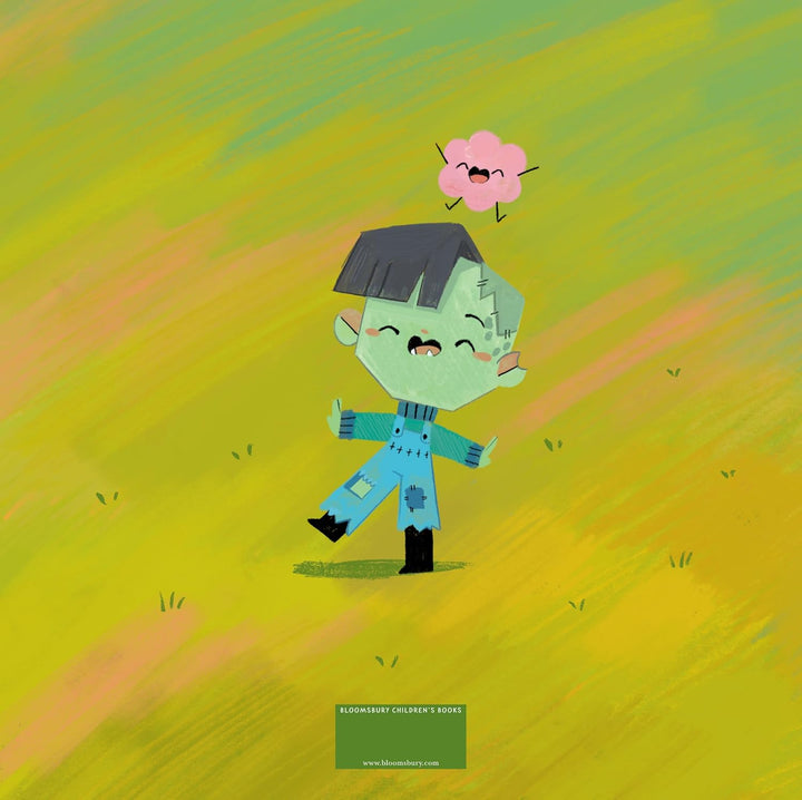 Cartoon character with a flower on a colorful background