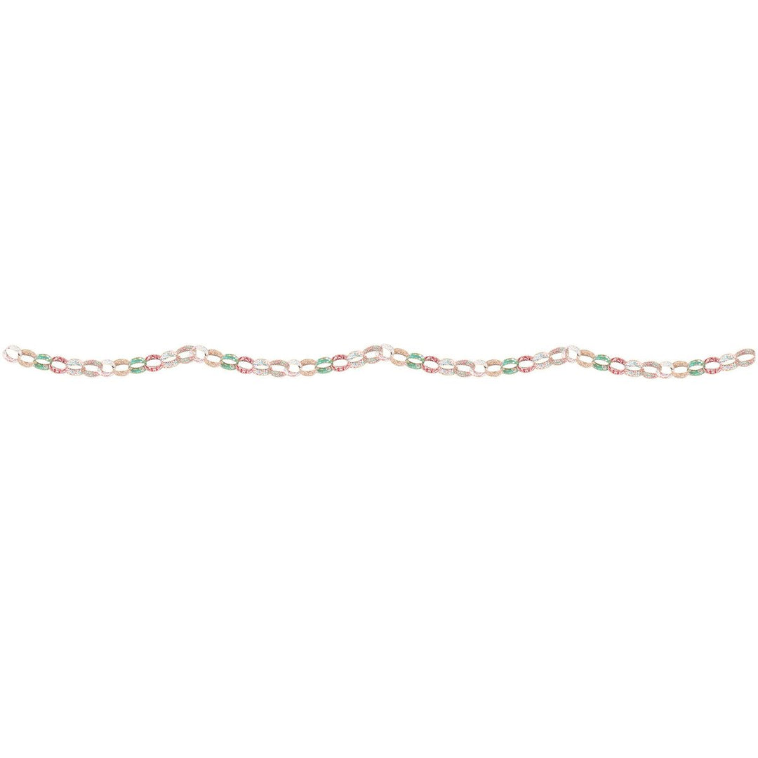Multicolored chain necklace on a white background