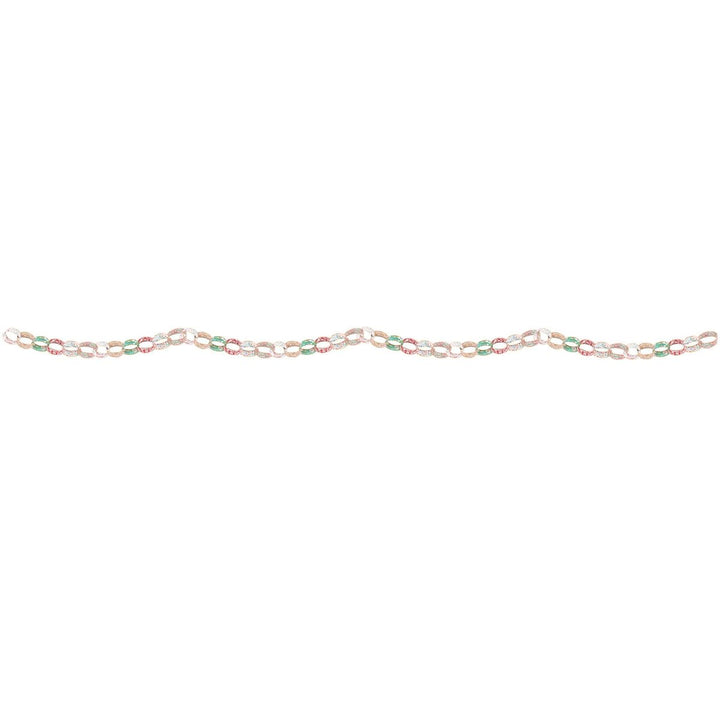 Multicolored chain necklace on a white background