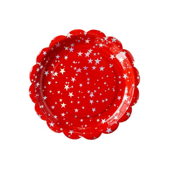 Red/Blue Sparklers Scallop Plate Set - Hank & Sylvie's