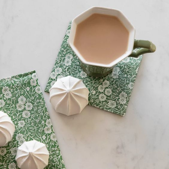 Green Calico Cocktail Napkin - Hester & Cook - Hank & Sylvie's 
